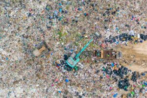 Waste pile in landfill