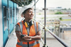 Young female construction worker