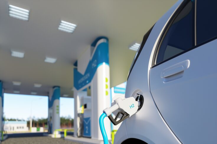 Hydrogen refueling car on filling station