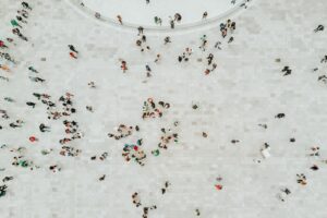 High Angle View Of People On Street