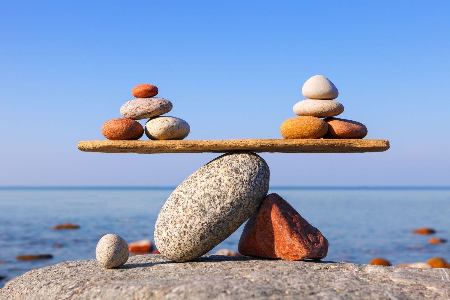 Scale made of stones indicating balance