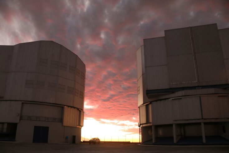 The sun sets over the Very Large Telescope in Chile