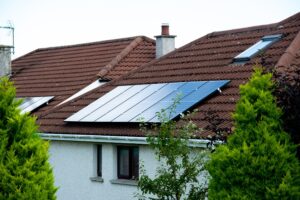 Solar panels on house roof