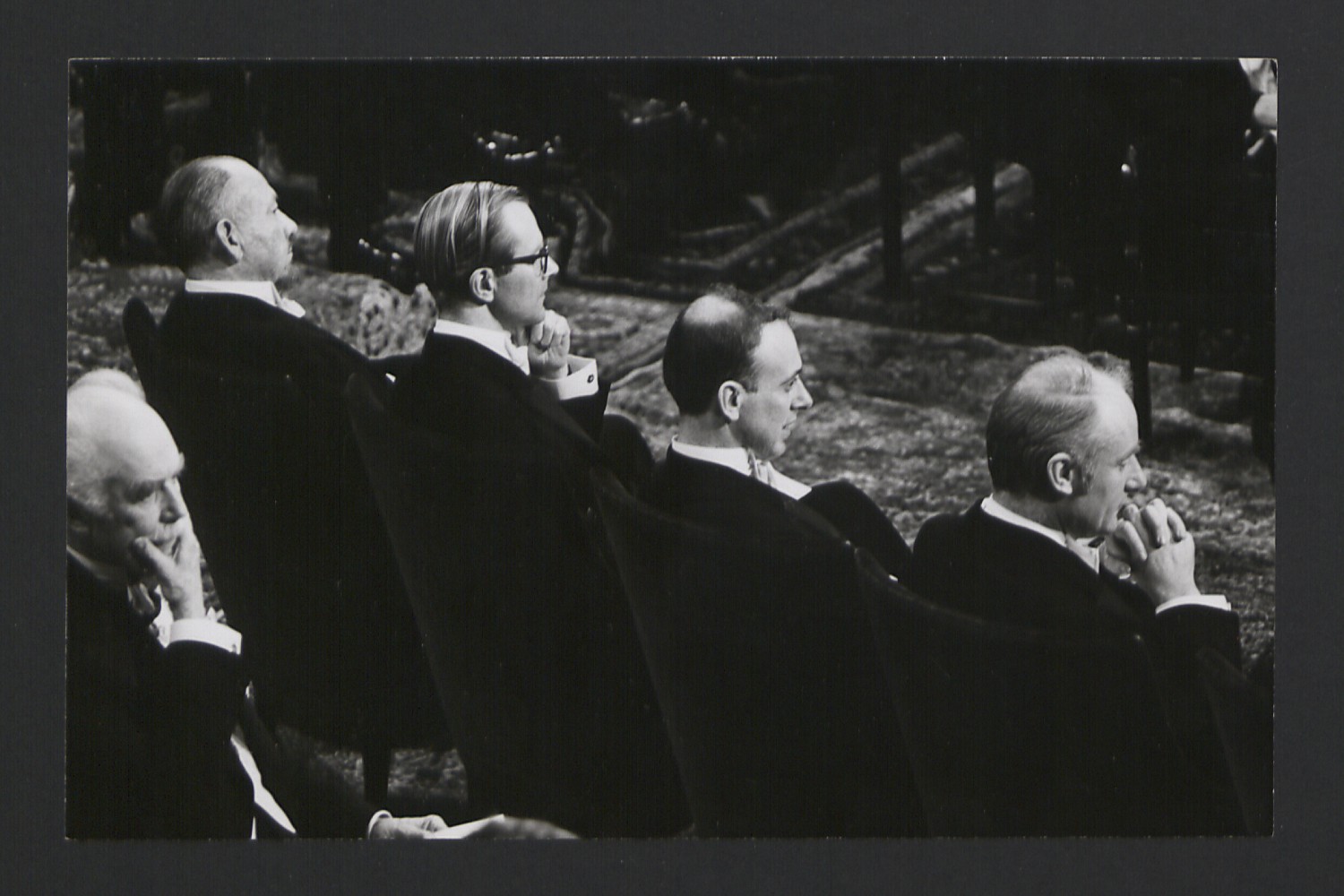 Maurice Wilkins, James Watson and Francis Crick at the 1962 Nobel Prize ceremony (K/PP178/15/3/1)