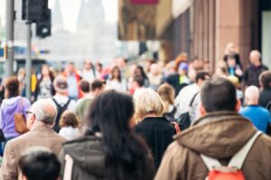 A crowded shopping street