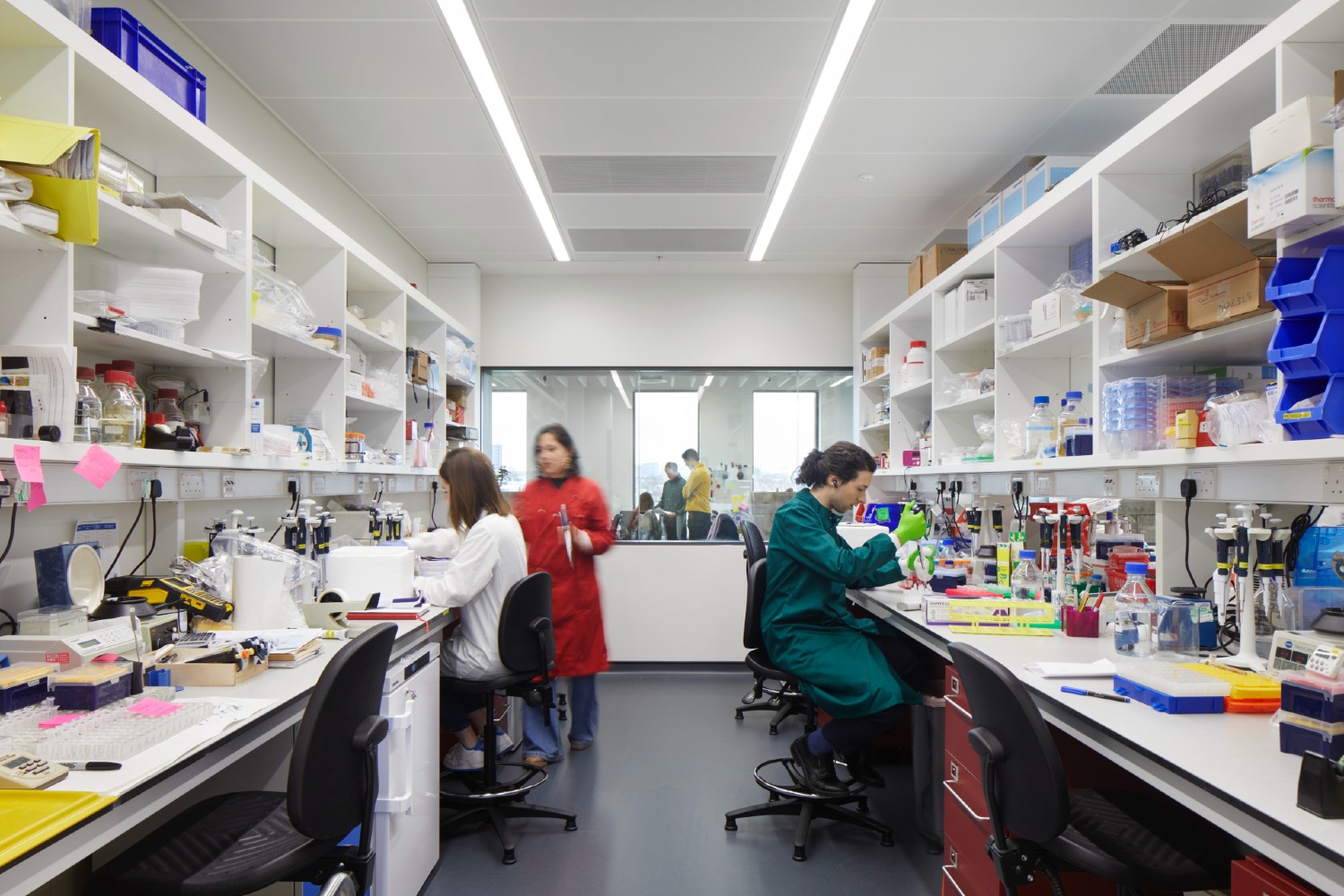 People working in new LMS labs wearing PPE.