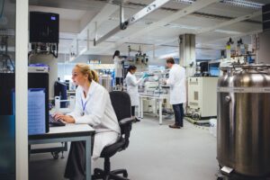 Medical science professionals working in a laboratory