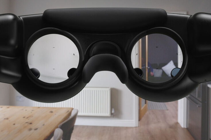 A view through the augmented reality goggles.