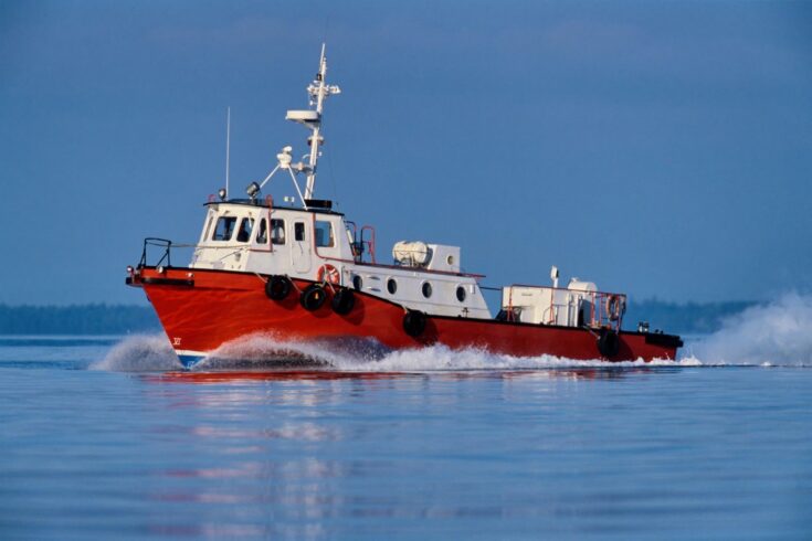 A pilot boat in the water