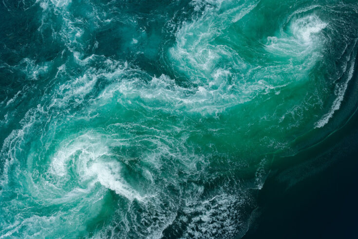 Tidal whirlpool at Saltstraumen Maelstrom in Northern Norway near Bodo.